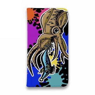 【手帳型ベルトなし】【Stick Case】【釣りざんまい】エギに襲いかかるアオリイカ