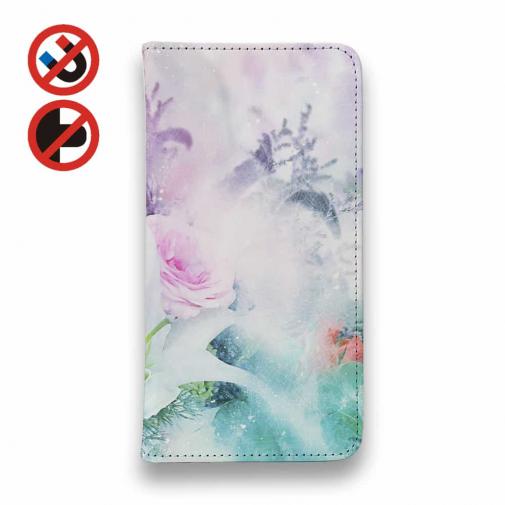 【手帳型ベルトなし】【Stick Case】ブルーからピンクへのグラデーションフラワー 花柄