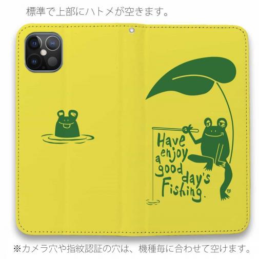 【手帳型ベルトなし】【Stick Case】【釣りざんまい】カエルが釣りをするでケロ_カラフルイエロー