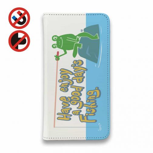 【手帳型ベルトなし】【Stick Case】【釣りざんまい】カエルがノンビリ釣りをするでケロ_カラフルレトロ