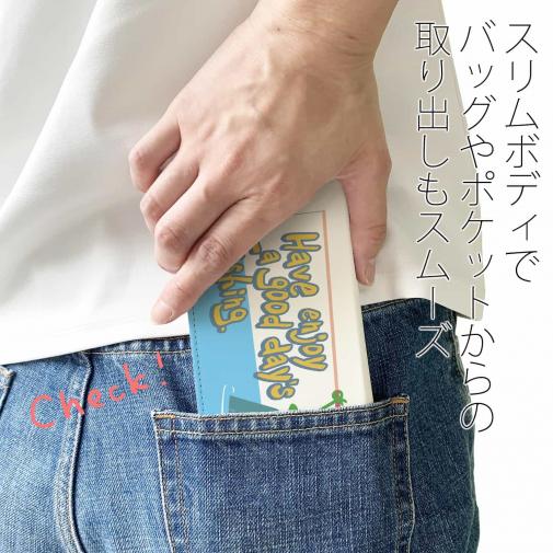 【手帳型ベルトなし】【Stick Case】【釣りざんまい】カエルがノンビリ釣りをするでケロ_カラフルレトロ