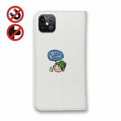 【手帳型ベルトなし】【Stick Case】【釣りざんまい】ゴムボートアングラー_カラフルホワイト