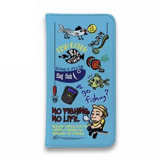 【手帳型ベルトなし】【Stick Case】【釣りざんまい】釣り好きですがなにか?_カラフルスカイブルー