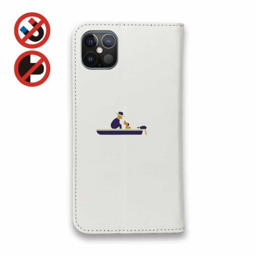 【手帳型ベルトなし】【Stick Case】【釣りざんまい】愛犬と釣りを楽しむアングラー_カラフルホワイト