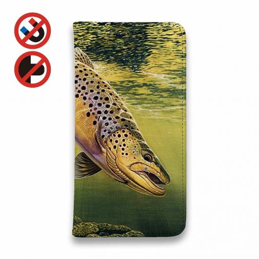【八百板浩司】【手帳型ベルトなし】【Stick Case】Brook Trout & Mayfly メイフライにかかったブルックトラウ