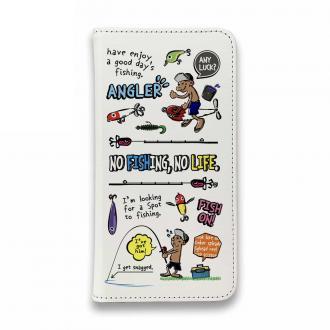 【手帳型ベルトなし】【Stick Case】【釣りざんまい】釣りに行きませんか?_カラフルホワイト