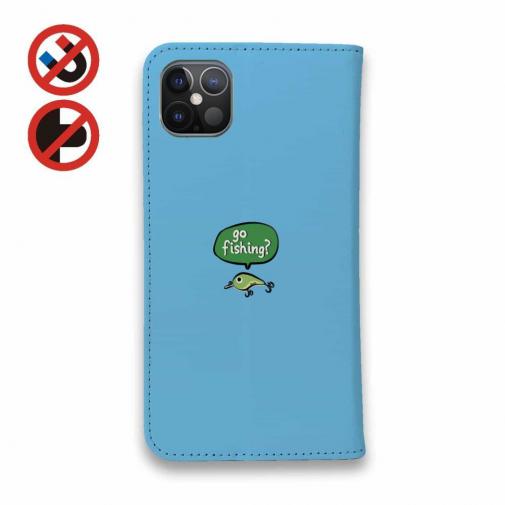 【手帳型ベルトなし】【Stick Case】【釣りざんまい】釣りに行きませんか?_カラフルスカイブルー