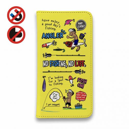 【手帳型ベルトなし】【Stick Case】【釣りざんまい】釣りに行きませんか?_カラフルイエロー