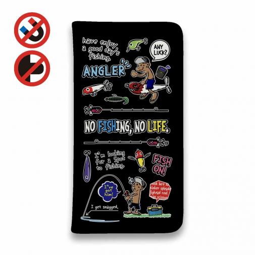 【手帳型ベルトなし】【Stick Case】【釣りざんまい】釣りに行きませんか?_カラフルブラック
