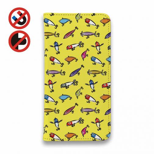 【手帳型ベルトなし】【Stick Case】【釣りざんまい】ルアーコレクション_カラフルイエロー