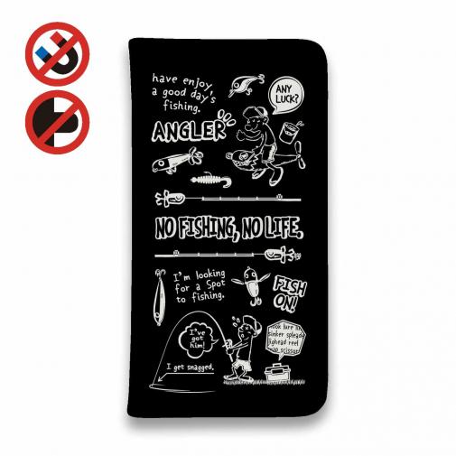 【手帳型ベルトなし】【Stick Case】【釣りざんまい】釣りに行きませんか?_ブラック