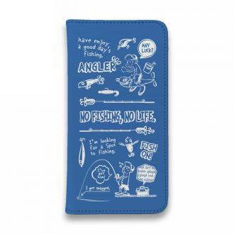 【手帳型ベルトなし】【Stick Case】【釣りざんまい】釣りに行きませんか?_ブルー