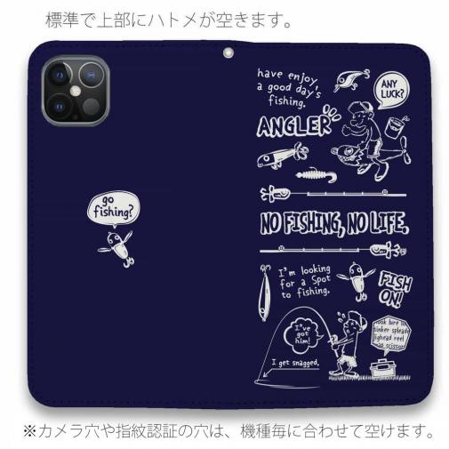 【手帳型ベルトなし】【Stick Case】【釣りざんまい】釣りに行きませんか?_ネイビー