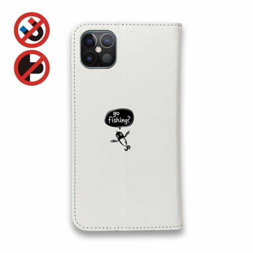 【手帳型ベルトなし】【Stick Case】【釣りざんまい】釣りに行きませんか?_ホワイト