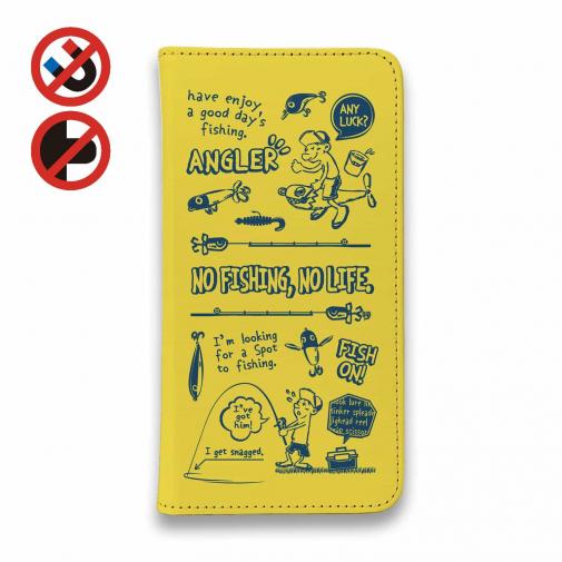 【手帳型ベルトなし】【Stick Case】【釣りざんまい】釣りに行きませんか?_イエロー