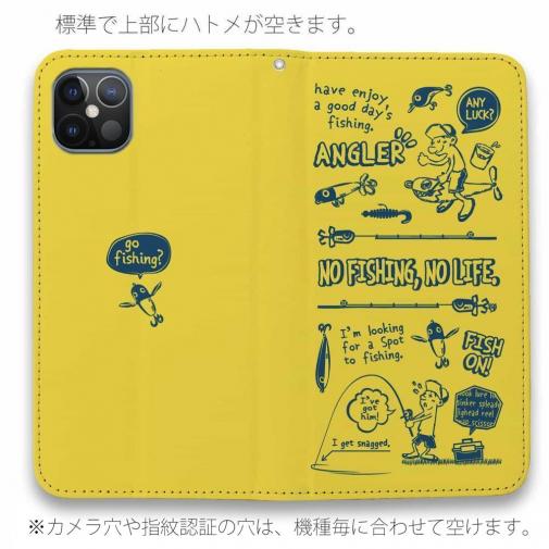 【手帳型ベルトなし】【Stick Case】【釣りざんまい】釣りに行きませんか?_イエロー