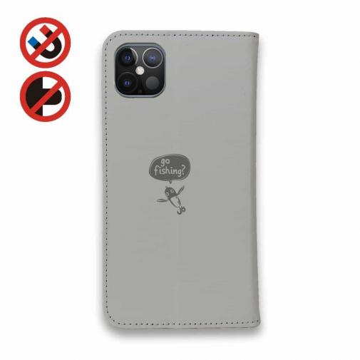 【手帳型ベルトなし】【Stick Case】【釣りざんまい】釣りに行きませんか?_グレー