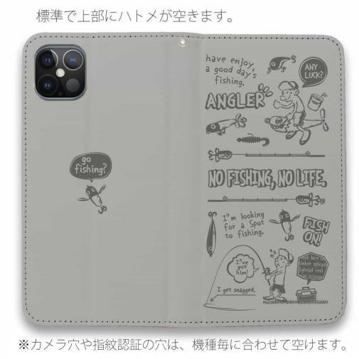 【手帳型ベルトなし】【Stick Case】【釣りざんまい】釣りに行きませんか?_グレー