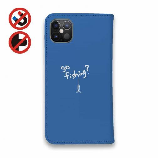 【手帳型ベルトなし】【Stick Case】【釣りざんまい】魚釣りに出かけよう!_ブルー