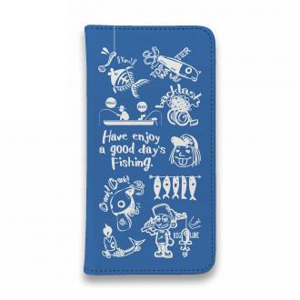 【手帳型ベルトなし】【Stick Case】【釣りざんまい】魚釣りに出かけよう!_ブルー