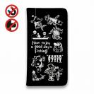 【手帳型ベルトなし】【Stick Case】【釣りざんまい】魚釣りに出かけよう!_ブラック