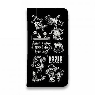 【手帳型ベルトなし】【Stick Case】【釣りざんまい】魚釣りに出かけよう!_ブラック