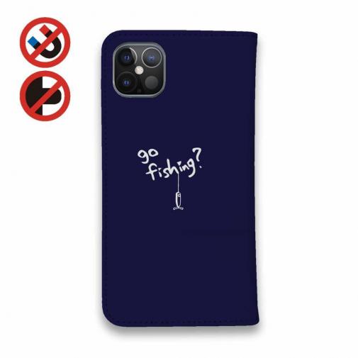 【手帳型ベルトなし】【Stick Case】【釣りざんまい】魚釣りに出かけよう!_ネイビー