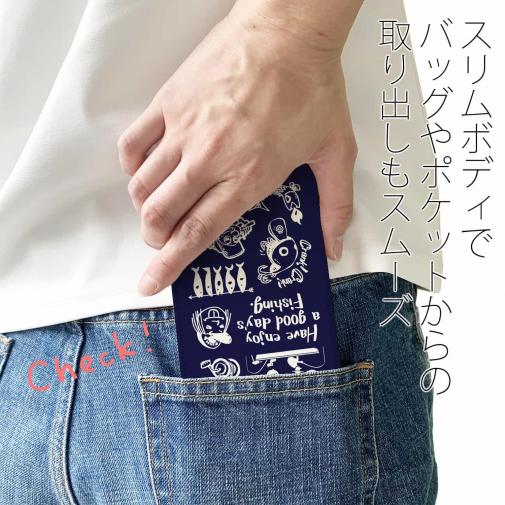 【手帳型ベルトなし】【Stick Case】【釣りざんまい】魚釣りに出かけよう!_ネイビー