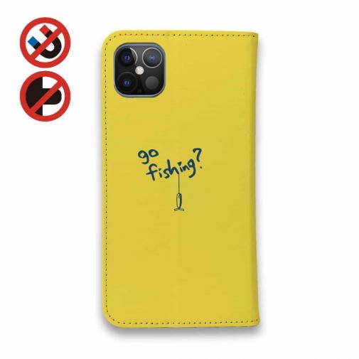 【手帳型ベルトなし】【Stick Case】【釣りざんまい】魚釣りに出かけよう!_イエロー