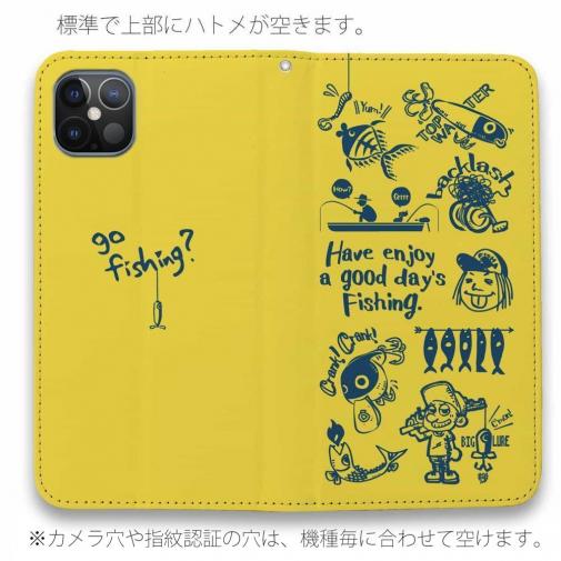 【手帳型ベルトなし】【Stick Case】【釣りざんまい】魚釣りに出かけよう!_イエロー