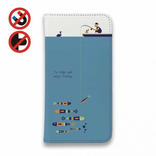 【手帳型ベルトなし】【Stick Case】【釣りざんまい】のんびりと釣りを楽しむ