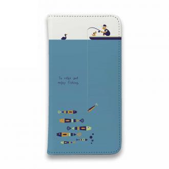 【手帳型ベルトなし】【Stick Case】【釣りざんまい】のんびりと釣りを楽しむ