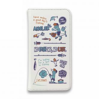 【手帳型ベルトなし】【Stick Case】【釣りざんまい】釣りに行きませんか?_レトロブルー