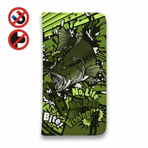 【手帳型ベルトなし】【Stick Case】【FISH MAN】エキサイティングバイト! マッドグリーン