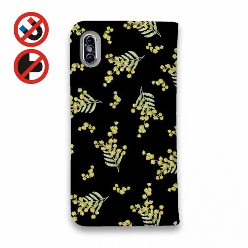 【手帳型ベルトなし】【Stick Case】ミモザ（ブラック）