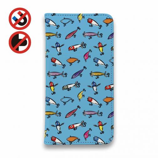 【手帳型ベルトなし】【Stick Case】【釣りざんまい】ルアーコレクション_カラフルスカイブルー