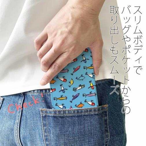 【手帳型ベルトなし】【Stick Case】【釣りざんまい】ルアーコレクション_カラフルスカイブルー