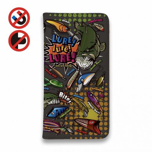 【手帳型ベルトなし】【Stick Case】【FISH MAN】LURE! lure! LURE! ブラックVer.