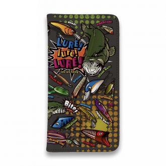 【手帳型ベルトなし】【Stick Case】【FISH MAN】LURE! lure! LURE! ブラックVer.