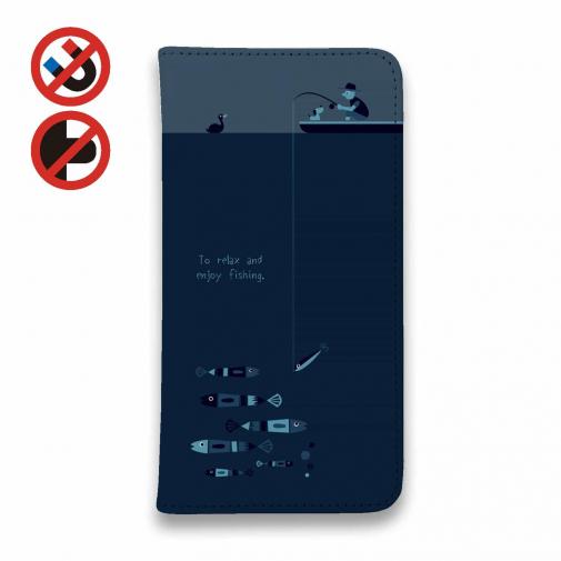 【手帳型ベルトなし】【Stick Case】【釣りざんまい】のんびりと夜釣りを楽しむ