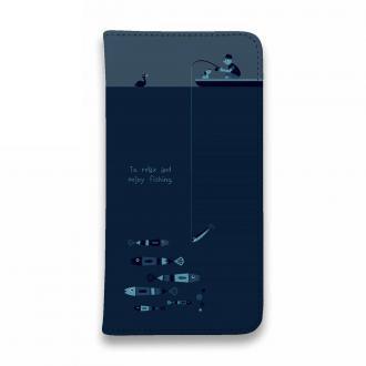 【手帳型ベルトなし】【Stick Case】【釣りざんまい】のんびりと夜釣りを楽しむ