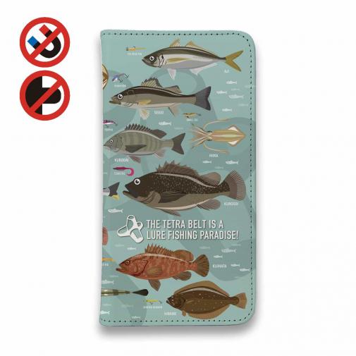 【手帳型ベルトなし】【Stick Case】【FISH MAN】テトラ帯は釣り天国! ブルー