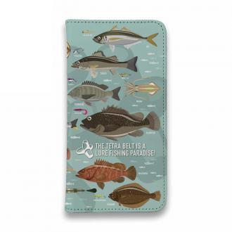 【手帳型ベルトなし】【Stick Case】【FISH MAN】テトラ帯は釣り天国！ ブルー