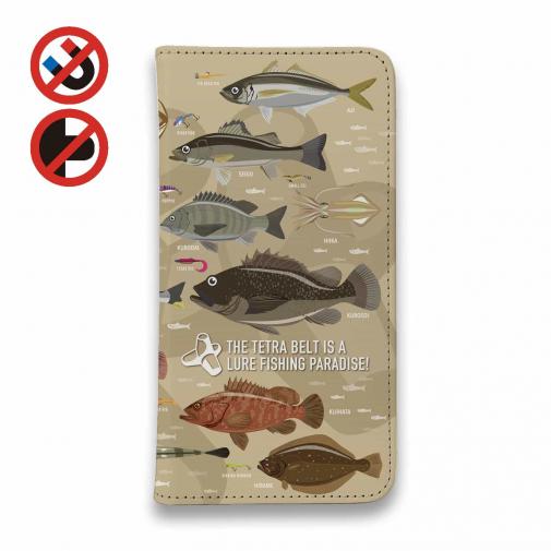 【手帳型ベルトなし】【Stick Case】【FISH MAN】テトラ帯は釣り天国! ブラウン