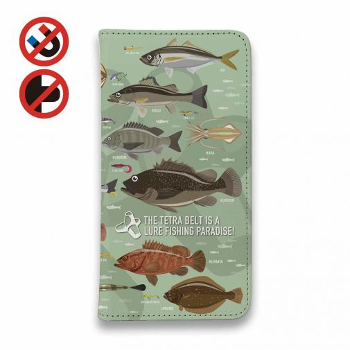 【手帳型ベルトなし】【Stick Case】【FISH MAN】テトラ帯は釣り天国! グリーン