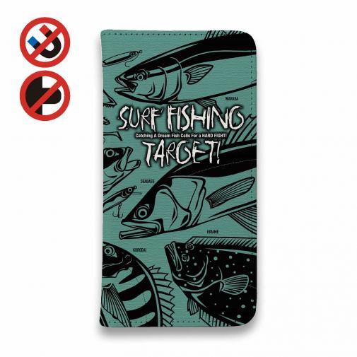 【手帳型ベルトなし】【Stick Case】【FISH MAN】SURF FISHING TARGET! グリーン