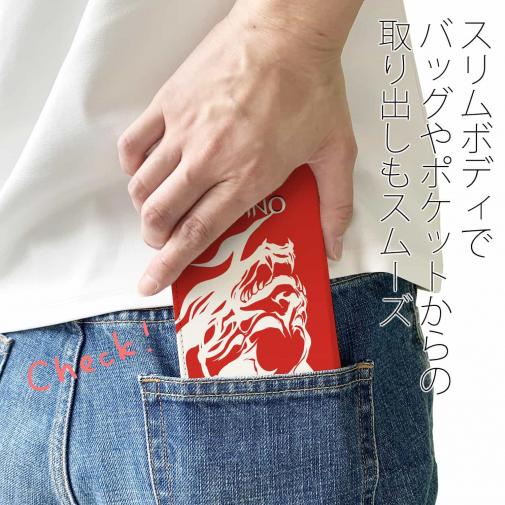 【手帳型ベルトなし】【Stick Case】鬼掛　般若バージョン・レッド
