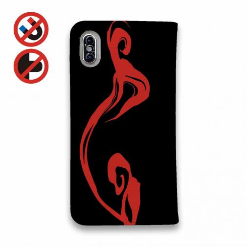 【手帳型ベルトなし】【Stick Case】鬼掛　般若バージョン・ブラック