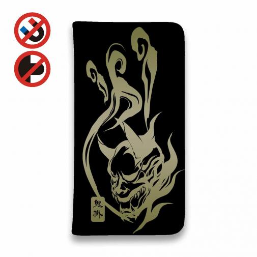 【手帳型ベルトなし】【Stick Case】鬼掛 鬼火般若バージョン・ブラック&ゴールド