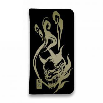 【手帳型ベルトなし】【Stick Case】鬼掛　鬼火般若バージョン・ブラック＆ゴールド